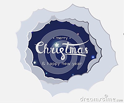 Lettering merry christmas and happy new year Vector Illustration